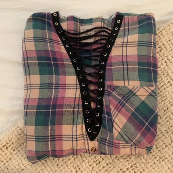 LF LACE UP FLANNEL - Picture 2 of 5